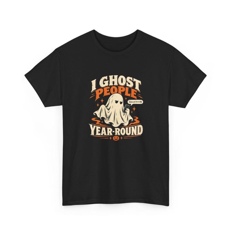I Ghost People Year-Round graphic on a black T-shirt — digital mockup